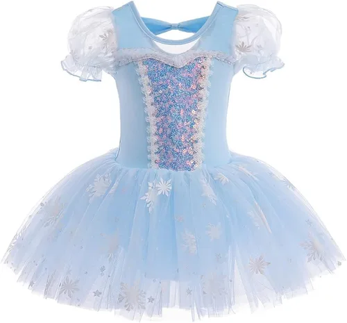 Vista 37 de Leotardos de princesa para niñas con falda de ballet y tutú para Halloween, Navidad, fiesta de cumpleaños, vestido elegante