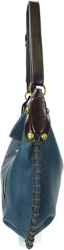 Vista 6 de Chala Bolsos de mano estilo casual suave con hombro grande o bolso cruzado con llavero color azul marino Búho