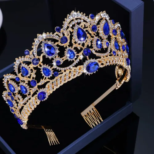Vista 4 de Kamirola - Corona de tiaras para mujeres y niñas, diademas de cristal con peine para novia, boda y fiesta, fiesta de graduación, disfraces góticos