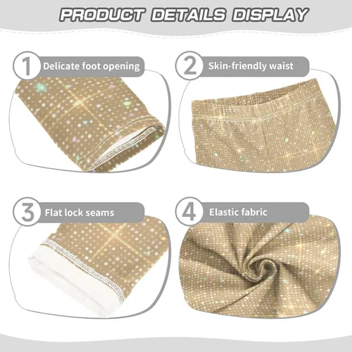 Vista 6 de CaTaKu Gold Shiny Sparkles Leggings for Girls Kids Pants Athletic Tights Girls Leggings