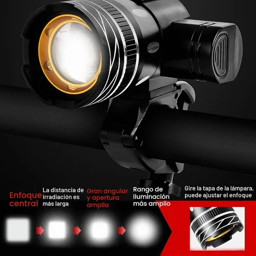 Vista 9 de Faros delanteros para manillar de scooter, luces de bicicleta recargables por USB, kit de luz de tercer engranaje para scooter