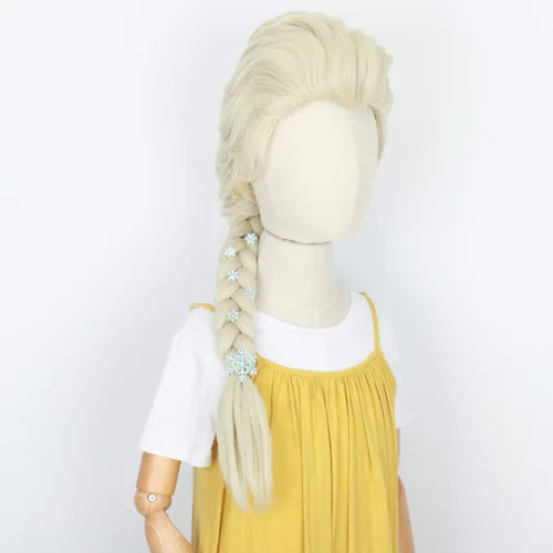 Vista 2 de M MISS U HAIR Missuhair Peluca de disfraz de princesa para niña, peluca larga de trenza para Halloween, fiesta de cosplay y fiesta