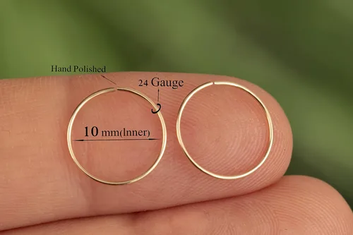 Vista 40 de Aretes de aro de oro de plata – Aretes de aro para mujer, dos piezas de aros de plata fina rellenos de oro, aro de hélice, anillo de tragus, aro