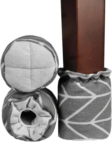 Vista 2 de Yoption Protectores de suelo para patas de silla, flechas grises de lino y algodón, almohadillas protectoras para patas de muebles, almohadillas