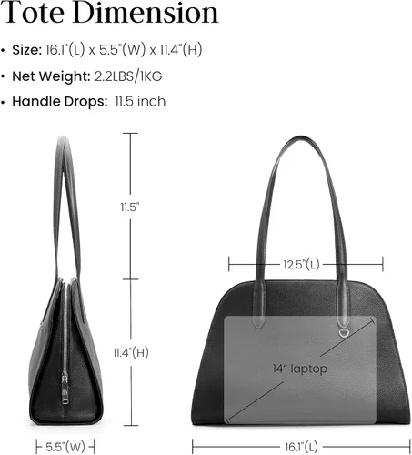 Vista 4 de befen Genuine Leather Tote Bag for Women Multi-Pockets Designer Shoulder Tote Work Purse Satchel Handbags