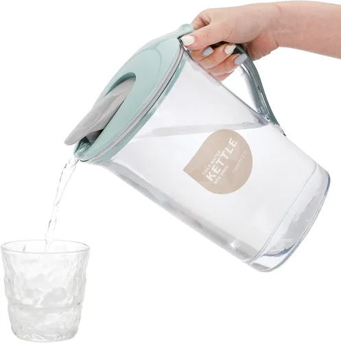 Vista 6 de Coloch - Paquete de 2 jarras de agua de plástico de 2 cuartos de galón con tapa abatible, recipiente de agua delgado transparente de medio galón