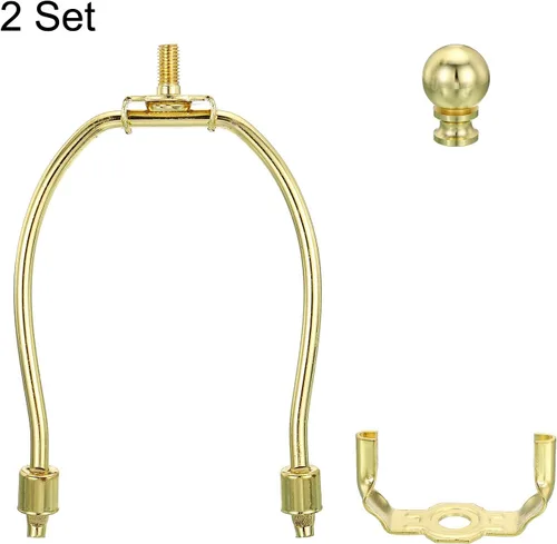 Vista 4 de PATIKIL Kit de arpa de lámpara de 5 pulgadas con remate, 2 juegos de soporte de sombra desmontable, accesorios de iluminación para lámparas de pie