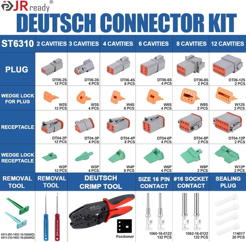 Vista 3 de ST6310 Deutsch DT Kit de conector con crimpador, 2 3 4 6 8 12 pines conectores de cable impermeables automotrices con herramienta de crimpado