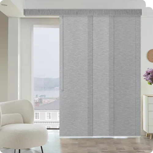 Vista 21 de Graywind - Paneles deslizantes manuales 100% opacos con control de varilla, persianas de privacidad para ventanas de patio, puertas corredizas