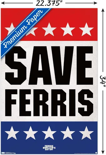 Vista 3 de Trends International FERRIS BUELLER - Póster de pared Save, 22.375 x 34 pulgadas, versión premium sin marco
