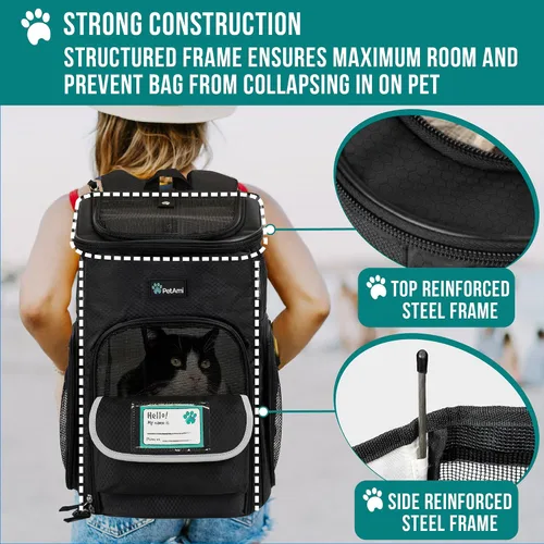 Vista 6 de PetAmi Mochila transportadora para perros, mochilas para gatos aprobadas por aerolíneas para transportar gatos pequeños y grandes, mochila