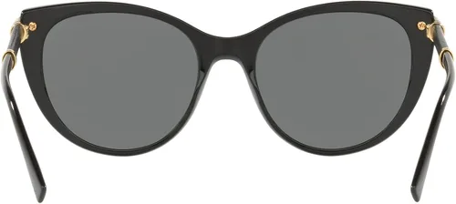 Vista 4 de Versace Gafas de sol para mujer, marco negro, lentes gris oscuro, 2.165in