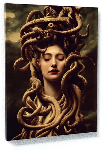 Vista 12 de Sense Canvas Medusa Greek Mythology 2 - Lienzo decorativo para decoración del hogar, póster grande de 30 x 40 / 0.75 pulgadas Medusa Mitología