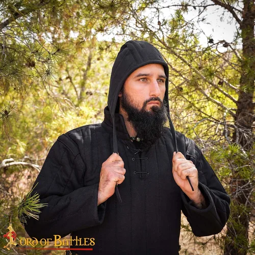 Vista 6 de Pack de Chainmail Coif y Algodón Acolchado Arming Cap Protector Under Armor Chainmail Coif Ideal para LARP, Renfair