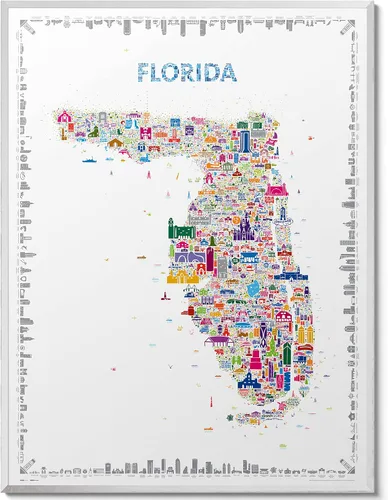 Vista 18 de Alfalfa NY - Arte de pared icónico de Florida, 18 x 24 pulgadas, sin marco, impresión artística retro brillante y colorida del estado del sol