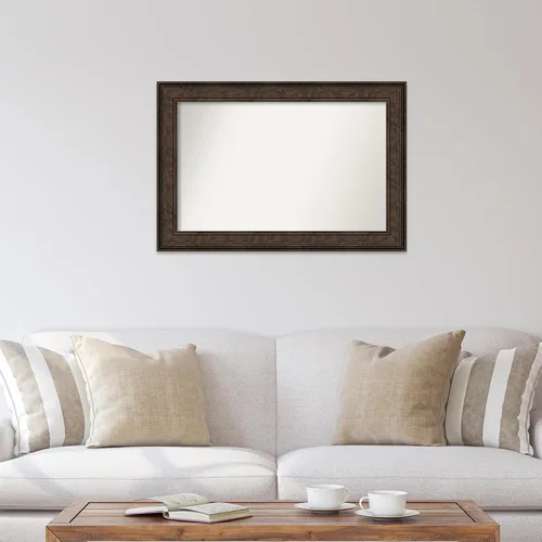 Vista 921 de Amanti Art Espejo de pared personalizado no biselado (25 x 25 pulgadas), marco de bronce acentuado, varios tamaños personalizados, espejo de baño