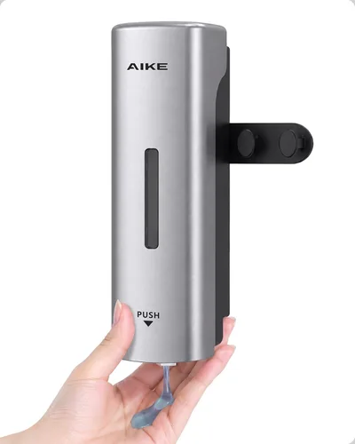 Vista 16 de AIKE EasyPush - Dispensador de jabón líquido para montaje en pared, 11.8 Negro