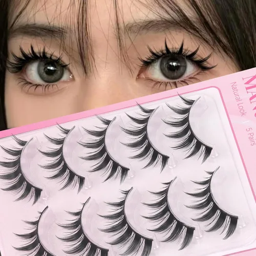 Vista 27 de Veleasha Pestañas postizas de manga puntiagudas, 100% hechas a mano, aspecto natural, pestañas postizas ligeras con banda transparente suave