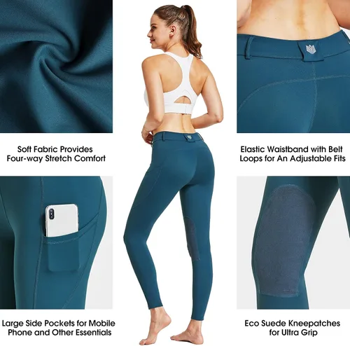Vista 6 de FitsT4 - Pantalones de equitación para mujer con parche a la rodilla