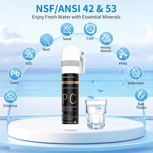 Vista 2 de WINGSOL Cartucho de filtro de repuesto para filtro de agua debajo del fregadero Compatible con: WS-QC-001, WS-QC-001 (F), WS-QC-001 (FY), WS-QC-001