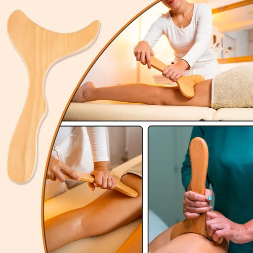 Vista 3 de KintKita Herramientas de masaje de terapia de madera 3 en 1, masajeador de drenaje linfático de madera, kit de maderoterapia, masajeador profesional