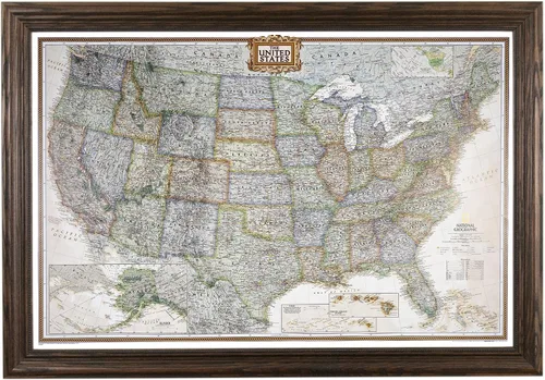 Vista 20 de Póster de lienzo enrollado personalizado con mapa de EE.UU. como arte de pared con chinchetas – Mapa ejecutivo grande de 24" x 36" de EE.UU.