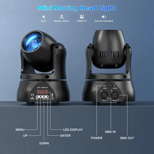 Vista 6 de 2PCS 40W LED de cabeza móvil luz RGBW haz iluminación escenario focos con sonido DMX activado modo automático para fiestas, pista de boda, banda