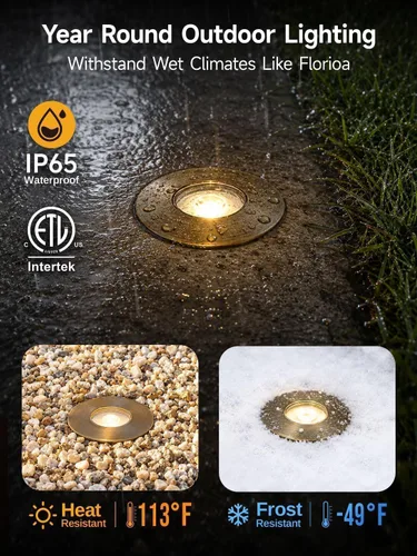 Vista 7 de Gardenreet Mini Brass Low Voltage Well Light, 12V IP65 Drive-Over, 1 Pack Bronce Uplight