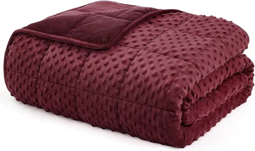 Vista 9 de L'AGRATY Manta con peso de 5 libras, para regazo, manta pequeña y portátil para adultos, refrescante, para viajar, relajarse y dormir, para todas