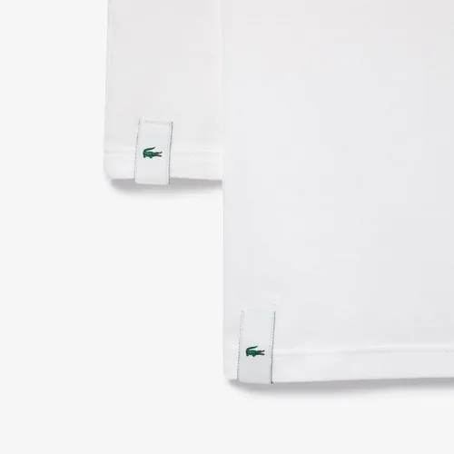 Vista 7 de Lacoste Paquete de 3 camisetas Essentials de cuello redondo de ajuste regular 100% algodón para hombre, Blanco