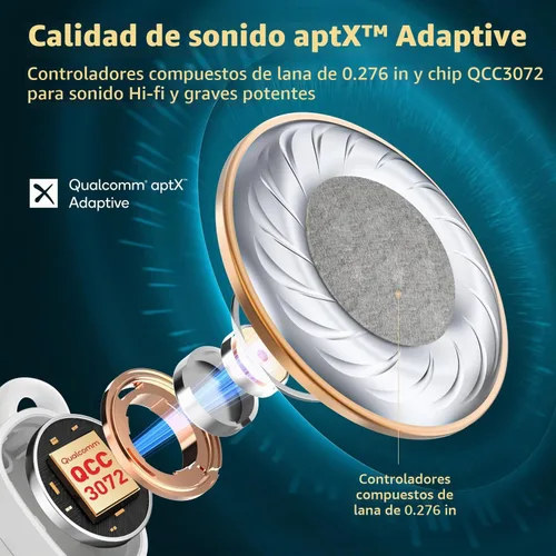 Vista 3 de EarFun Free Pro 3 Auriculares inalámbricos con cancelación de ruido, sonido de alta resolución, Snapdragon Sound con Qualcomm aptX™ Adaptive, 6