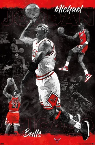 Vista 9 de Trends International Michael Jordan - Póster de pared de bosquejo, 14.725 x 22.375 pulgadas, versión enmarcada de madera de granero Versión