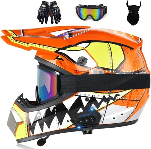 Vista 14 de Casco de motocross Bluetooth para adultos, casco de motocross, aprobado por DOT/ECE, perfecto para motocicletas de motocross, motos de cross, ATV