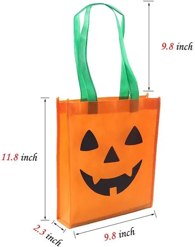 Vista 3 de Disfraz de calabaza de Halloween para niños, juego de 3 piezas de calabaza para cosplay, incluye bolsa de calabaza (9.8 x 11.8 pulgadas)