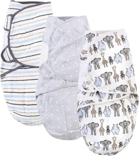 Vista 9 de Hudson Baby Envoltura de algodón acolchada unisex para bebé, 3 unidades, bosque de niños, 0-3 meses