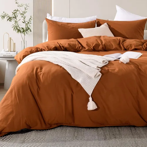 Vista 141 de NEXHOME PRO Funda de edredón Twin XL 100% algodón lavado, transpirable, duradera, texturizada, similar al lino, juego de ropa de cama para el hogar