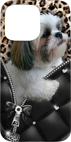 Vista 28 de Funda Shih Tzu con cremallera para iPhone 16 I Love Shih Tzu Dogs Leopard Hippie Leather