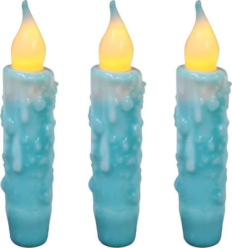 Vista 9 de CVHOMEDECO. Velas de cera real sumergidas a mano con temporizador LED con pilas, velas cónicas sin llama primitivas del país, 4-3/4 pulgadas, negro