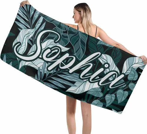 Vista 36 de MyPupSocks Toallas de playa para niñas, toallas personalizadas de teñido anudado con nombres para niños y adultos, toallas de playa personalizadas