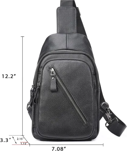 Vista 40 de LUKZIJAES Bolso bandolera de cuero genuino para hombre