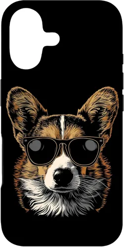 Vista 28 de iPhone 16 Corgi con gafas de sol divertido perro mamá papá Corgi caso