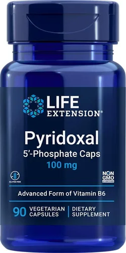 Vista 9 de Life Extension Pyridoxal 5'-Fosfato 100 mg P5P – Vitamina esencial B6 para la salud del corazón, los nervios y los ojos – Suplemento de glucosa