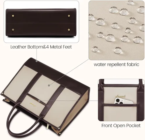Vista 7 de LOVEVOOK Bolso para laptop y bolsa de mano para mujeres, bolso de trabajo de 15.6 pulgadas, gran bolso profesional para maestra, liviano, bolso