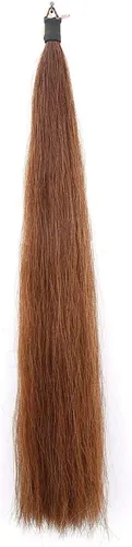 Vista 11 de Extensiones de cola de caballo con bucle trenzado de crin, parte inferior de corte romo, 34-36 pulgadas de largo y peso de 1/2 libra (gris oscuro)