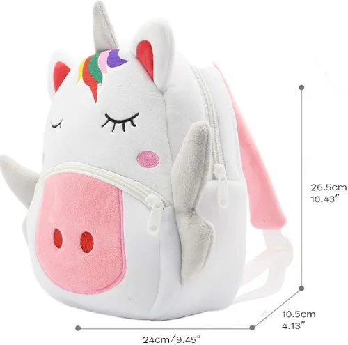 Vista 2 de Ladyzone Mochila para niños pequeños con diseño de animales del zoológico, bonita bolsa de felpa de dibujos animados de 10 pulgadas para niños