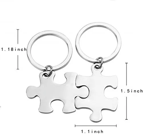 Vista 6 de Llavero a juego para parejas para novio, novia, cumpleaños, aniversario, regalos de Navidad para marido, esposa, pareja, rompecabezas, llavero