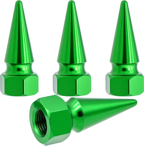 Vista 44 de 4 piezas de tapas de válvula de rueda con forma de punta, tapa de aire de aluminio para automóviles, cubiertas universales de válvula de rueda a