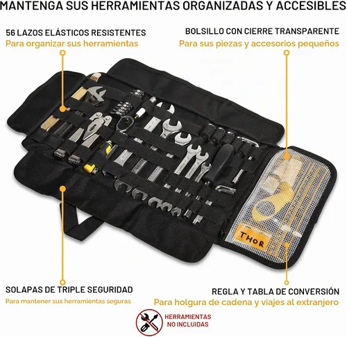 Vista 2 de ODINSBERG Bolsa de Rollo de Herramientas para Motocicleta - Herramientas NO Incluidas - Bolsa de Herramientas Pequeña, Bolsa Enrollable para Llave