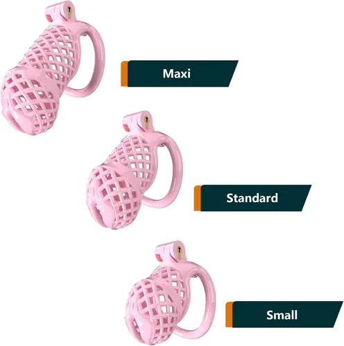 Vista 2 de Jaula de castidad masculina ligera, dispositivos de castidad de resina, juguete sexual para adultos para hombres, llave de bloqueo, anillos de 5