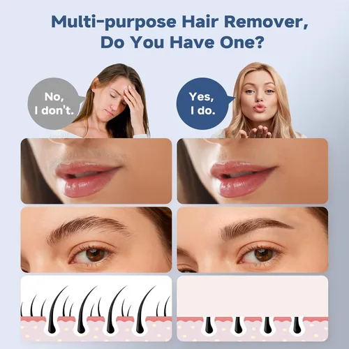 Vista 6 de Depilación facial para mujeres, recortadora de cejas facial, afeitadora facial 2 en 1, afeitadora facial sin dolor para labios, mentón, vello facial